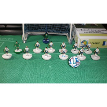 Subbuteo Andrew Table Soccer France away kit World Cup 2014 on classic Hasbro bases